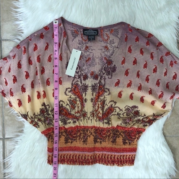 Francesca’s Serena Smocked Waist Paisley Blouse NWT - Picture 6 of 8